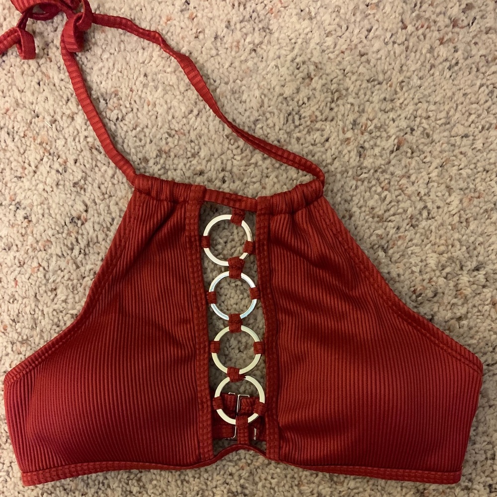 red high neck bikini top